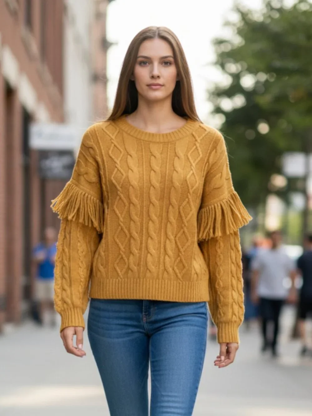 NWT Philosophy Fringe Sleeve Detail super Soft Sweater Viscose Blend Sweater